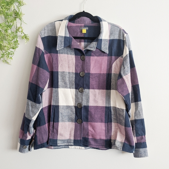 (Cabela's) Purple Cotton Plaid Button Jacket 2XL - Picture 1 of 10